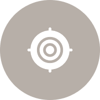 Target icon on a grey circle background.