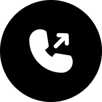 Outgoing call icon on black background.
